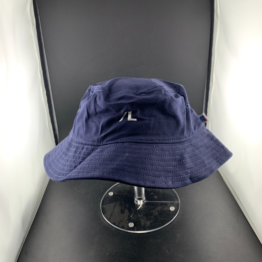Russell Athletic Sun Bucket Hat Mens Blue Wide Brim Spellout Logo Fisherman Cap